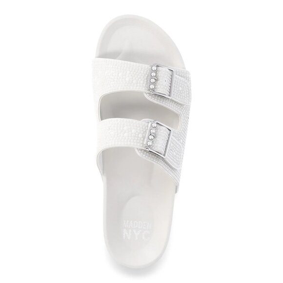 Steve Madden NYC Bling Sandals White Rhinestone Size 8 Slides Buckle New NWT - Picture 1 of 4